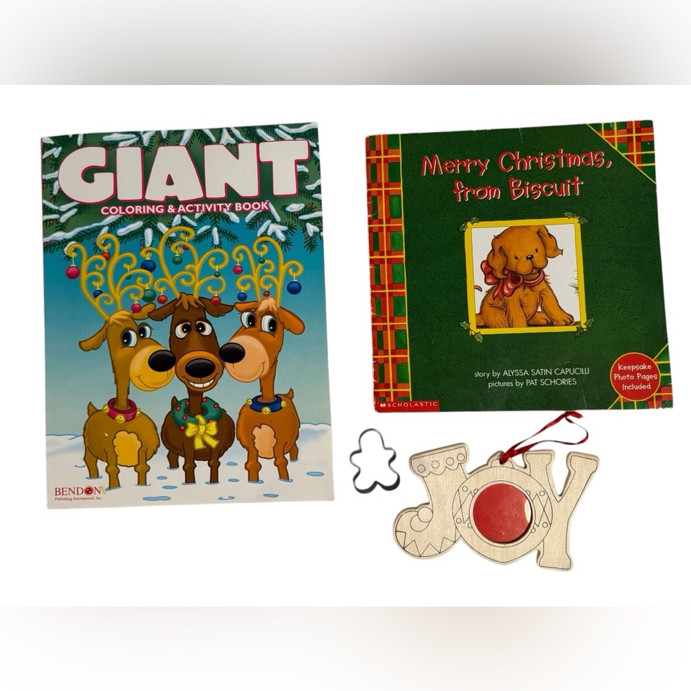 Children’s Christmas lot coloring book Biscuit storybook wooden JOY frame ￼
